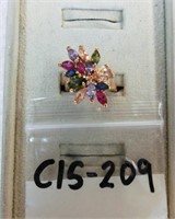 C15-209  Starburst multi color stone ring size
