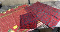 Bright colored tablecloth’s - 1 w/ matching