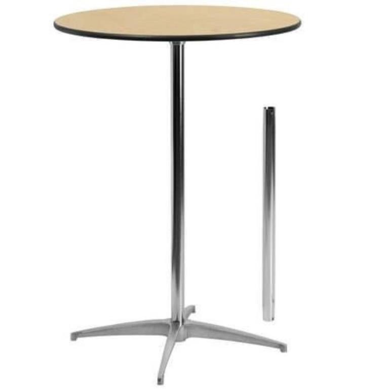 New 30 in. Round Natural Wood Cocktail Pedestal