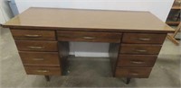 8-Drawer Mid Century Formica Top Desk