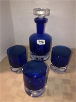 Cobalt decanter and glasses