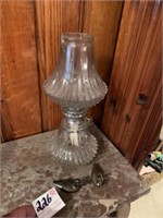 Oil Lamp (Shade Has Damage) with Metal Ducks