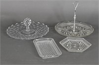 Fostoria American Cubist & Pressed Glass Platters