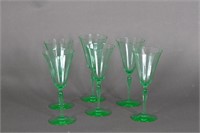 Vintage Green Vaseline Glass Stemware