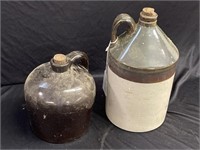 Vintage Brown Stoneware Jug/Brown & White jug