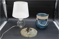 Crystal Lamp, Blue Glass Lantern, ROME Sun Dial