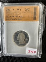 2007 – S silver Wyoming quarter SGS PR70CAM