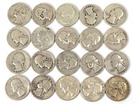 20 Washington Silver Quarters, US Coins