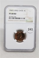 1960 P Large Date NGC Graded PF 68 RD Lincoln