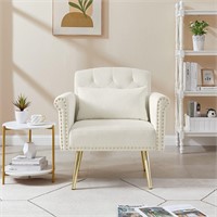 Velvet Accent Armchair with Nail Head Arms