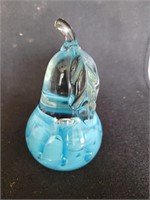 1971 St Clair Blue Pear Paperweight