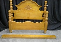 PINE CANON BALL QUEEN SIZE BED WITH RAILS