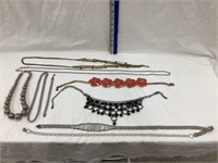 Costume Jewelry Incl. Necklaces, Bracelet, & Belt