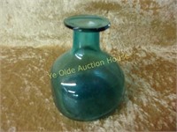 Mouth Blown Aqua Glass Bottle