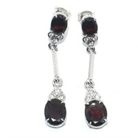 Silver Garnet Cz(4.5ct) Earrings