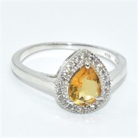 Silver Citrine Cz(1.9ct) Ring