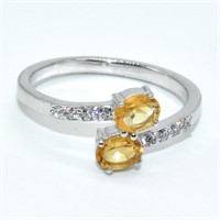 Silver Citrine Cz(1.05ct) Ring