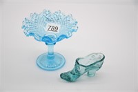Glass Shoe & Blue Compote