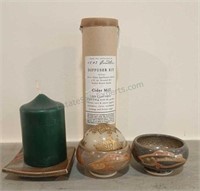 Glazed Pottery Candleholders, Candles & More