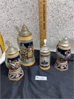 Group of 4 Steins