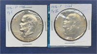 1976-D Eisenhower Dollars (Type I and Type 2)