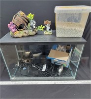 Aquarium w pump, rocks, light, & extra filters