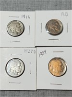 4- Buffalo Nickels, 1916,1925,1927-d & 1934