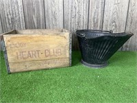 Heart Club Beverages wooden crate and metal