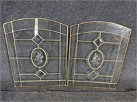 2 ETCHED LEADED GLASS WINDOWS