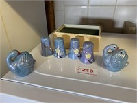 Three sets Japanese lusterware shakers