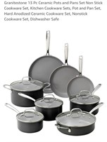 13 PC Granitestone Ceramic Pots & Pans Set, Non