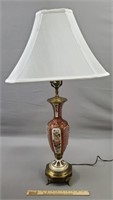 Cut Overlay & Enameled Vase Lamp