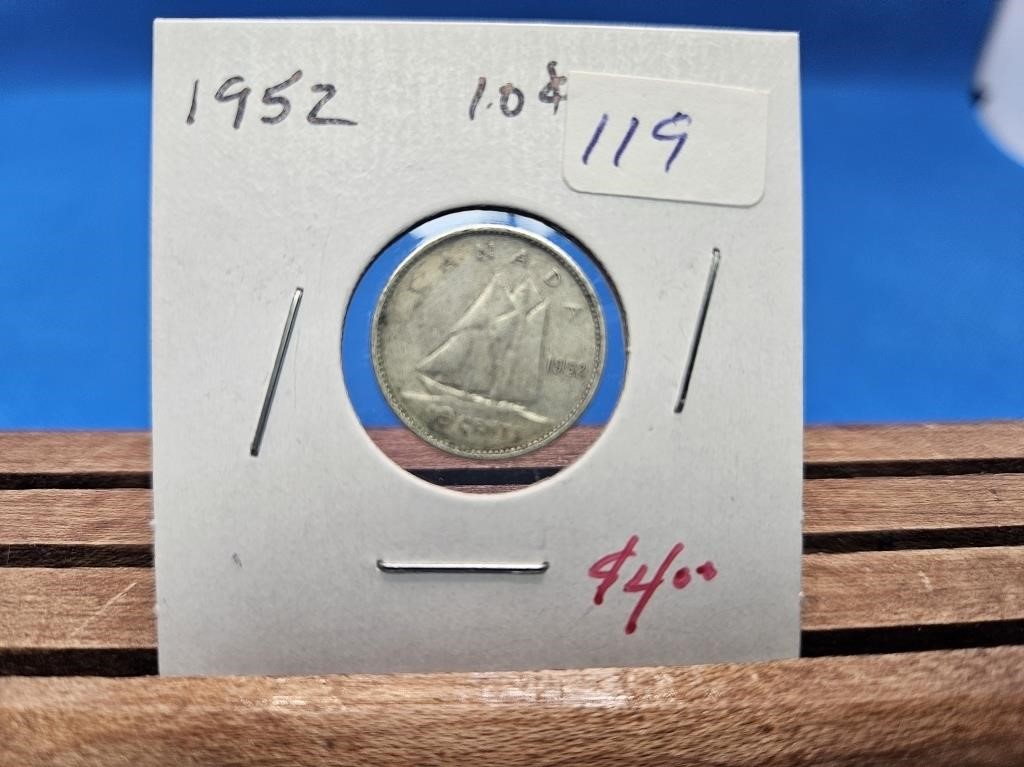 1-1952 SILVER TEN CENT COIN