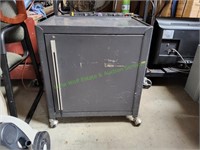 Grey Metal Cabinet on Casters