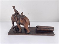 Carved Wood Thailand Elephant Rider Figure