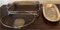 F - VINTAGE PLATTER, BASKET & CASSEROLE HOLDER