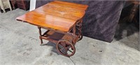 drop leaf server cart with tray & drawer