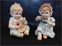 Royal Crown boy & girl bisque figurines 6"H