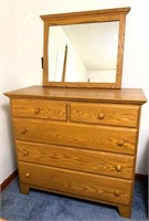 amish oak 42" dresser & 30" wall mirror