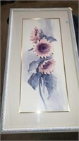 Framed floral wall art, approximately 19x24