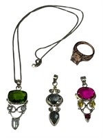 Sterling Silver Multi-Color Gemstone Jewelry