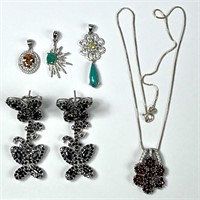 Lady's Sterling Silver Jewelry w/ Colorful Stones