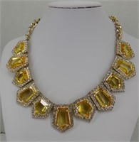 18" Yellow & Clear Crystal Necklace