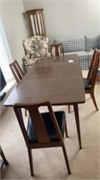 MCM 2 leaf table w 4 chairs 6 x 3 foot w leaves,