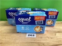 800ct Equal Zero Calorie Sweetener lot of 3