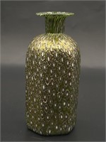 Green, Multicolored Art Glass Bottle Vase