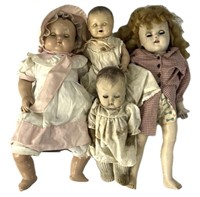 (4) Antique Baby Dolls Including Character Doll