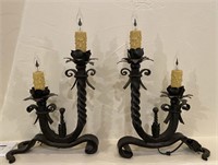 Pair of electric metal candlesticks