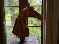 Large driftwood horse sculpture by Pottery Barn
