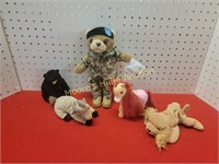 3 Beanie Babies, Military Bear, My Little Pony